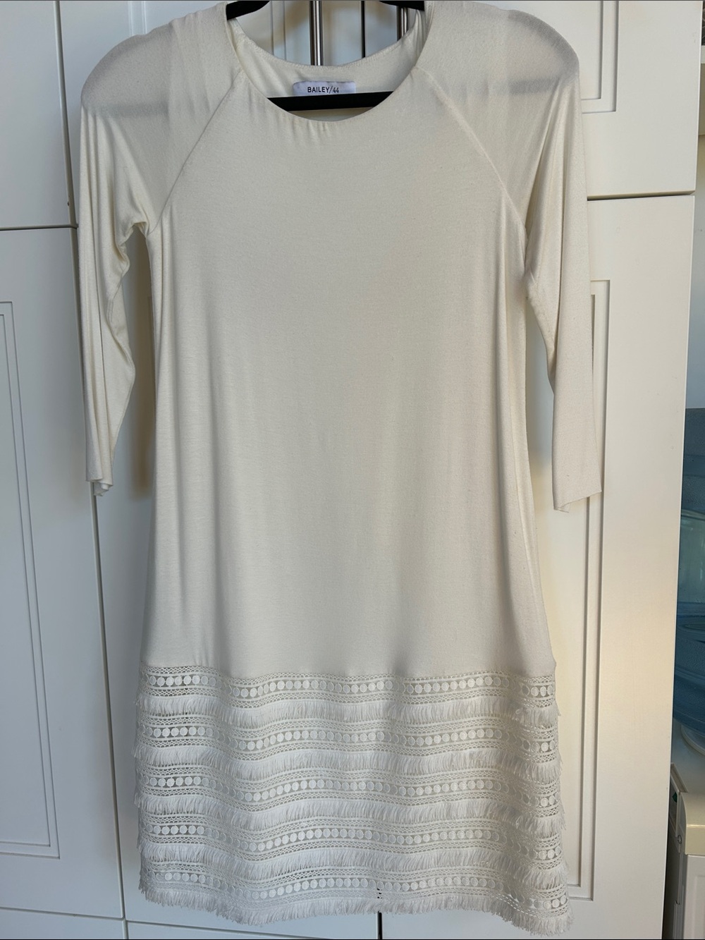 Bailey 44 Ivory Lace-Hem Shift Dress